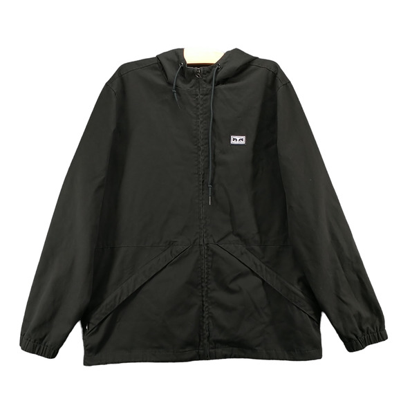 Obey Worldwide Men's Full Zip Hooded Jacket Black Medium Patch Logo - Picture 1 of 14
